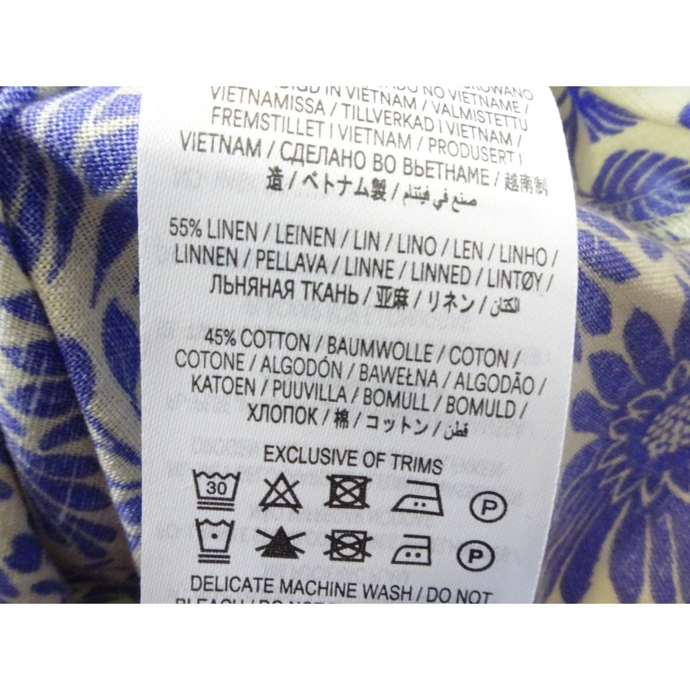 Boden Blue Floral Linen Cotton Maxi Dress Puff Sleeve Sweetheart Neck NWT US 4R - Picture 13 of 13